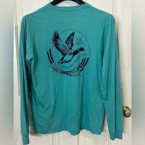 Local Boy Outfitters Long Sleeve Graphic Print Tee Shirt Men's Large Pocket Teal